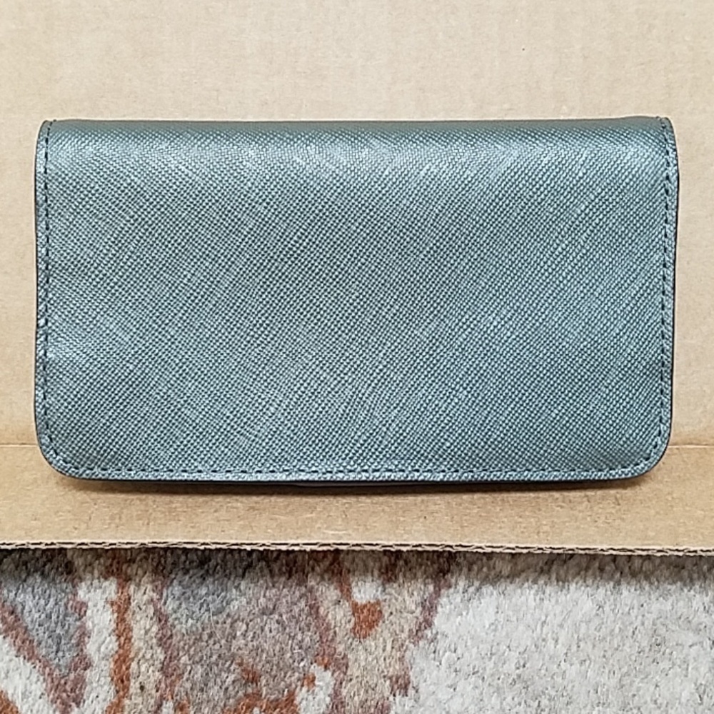 Henri Bendel Small Blue Shimmer Bi-Fold Wallet - Picture 2 of 6